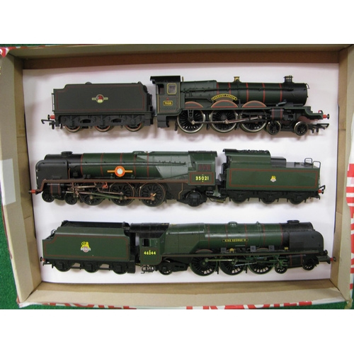 482 - Three loose, used, Hornby OO scale BR green tender steam locomotives to comprise: Coronation 4-6-2 N... 