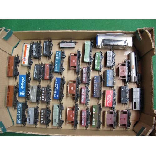 507 - Box of thirty six loose OO scale wagons and guards vans from Triang, Hornby, Playcraft, Lima and Bac... 