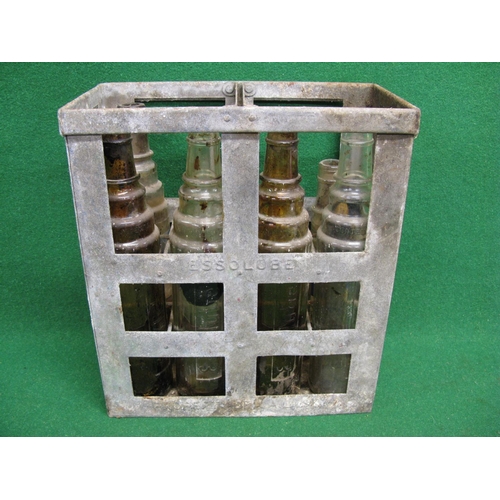 51 - Galvanised Esso Lube crate together with five embossed Esso Lube bottles and three Esso Extra Motor ... 