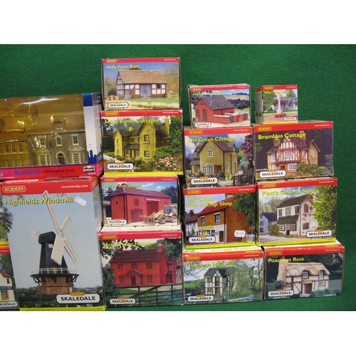 512 - Large quantity of boxed Hornby OO scale Skaledale ready made Resin buildings ie farm, school, church... 