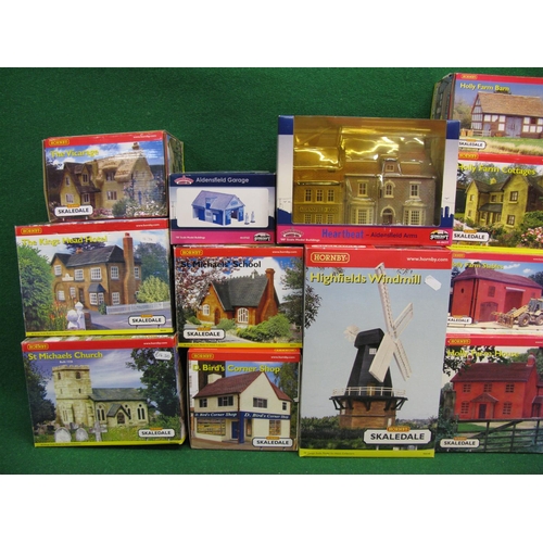 512 - Large quantity of boxed Hornby OO scale Skaledale ready made Resin buildings ie farm, school, church... 