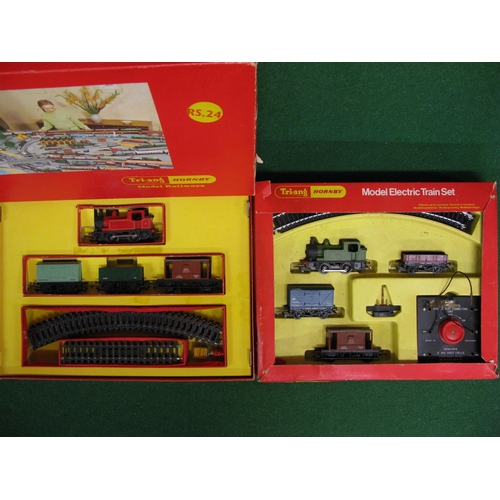 526 - Two Triang/Hornby OO scale boxed Starter train sets RS.612 containing 0-4-0T No. 27 in green, two wa... 