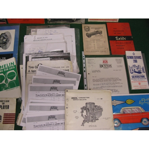 66 - Box of ephemera to include: quantity of Amal, Zenith and Bowden carburetor information and a 10th Au... 