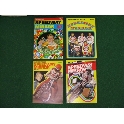 70 - Websters Speedway Mirror 1971-1974 together with three hardback books on the subject etc