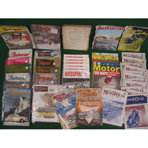 78 - Quantity of Autocar, The Motor, Autosport, The Motorcycle, Motor Cycling and Popular Motorcycling fr... 