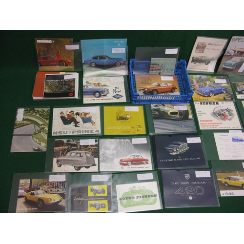 93 - Quantity of car brochures from 1950's to 1970's to include: Bristol, Lotus, NSU, Jaguar, Singer, Aus... 