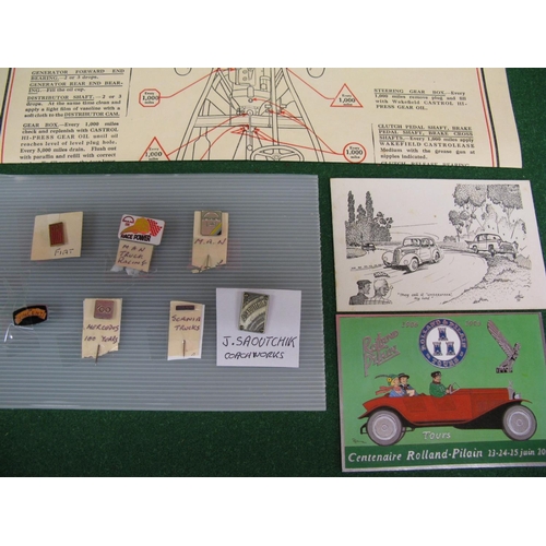 95 - Mixed lot to comprise: 1925 AA road map, route and letter, lubrication charts for Morris-Commercial ... 