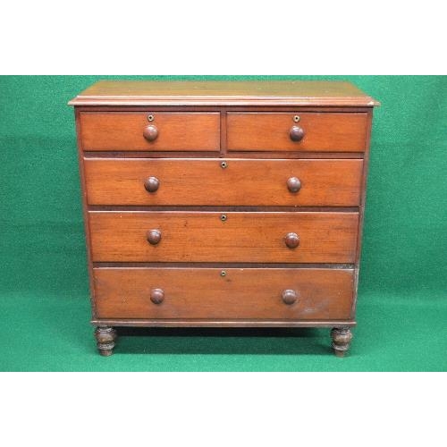 112 - Victorian mahogany chest of drawers the top having moulded edge over two short and three long gradua... 