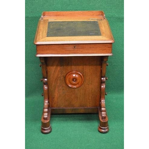 115 - Victorian mahogany Davenport desk the top having 3/4 raised gallery and leather insert opening to re... 