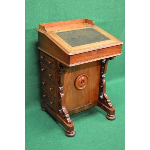 115 - Victorian mahogany Davenport desk the top having 3/4 raised gallery and leather insert opening to re... 