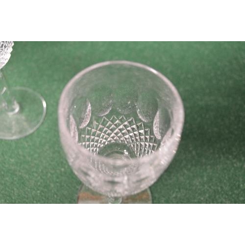 237 - Set of nine Waterford Crystal Coleen pattern stemmed drinking glasses having circular footed bases -... 