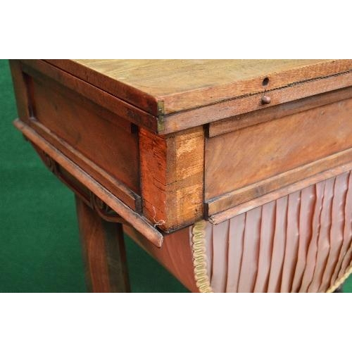 26 - 19th century mahogany work/games table the top opening to reveal chess board over single drawer and ... 