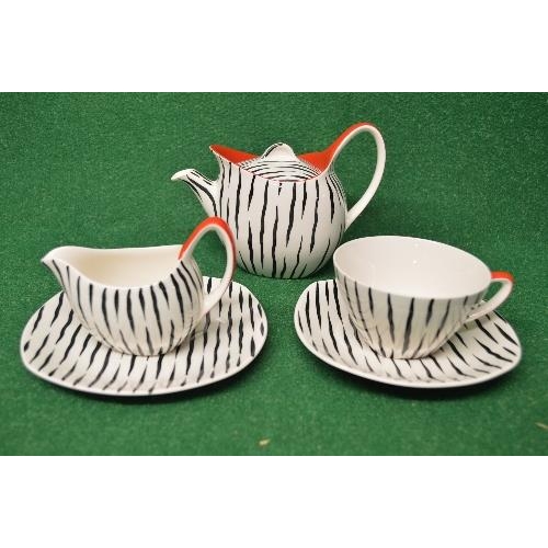 261 - Midwinter Zambesi teapot together with milk jug, teacup, two saucers and side plate having zebra pat... 