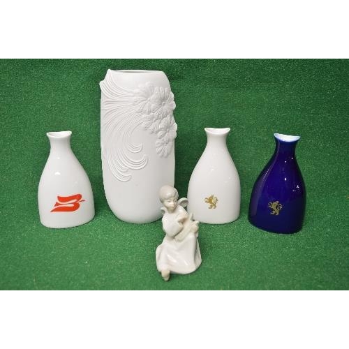 263 - Three Porsgrund Norway vases together with a Bisque floral decorated Kaiser porcelain vase and a Nao... 