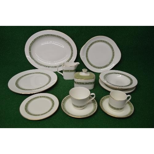 276 - Quantity of Royal Doulton Rondelay H5004 tea and dinnerware having a floral decoration on a green bo... 