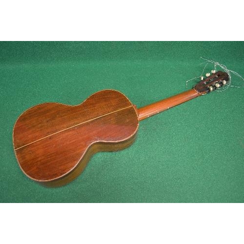 360 - Possibly French accoustic parlour guitar having inlaid border with further Mother of Pearl inlay - 3... 