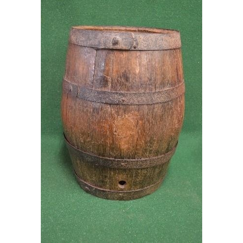 373 - Oak metal bound coopered barrel stamped London - 17.5