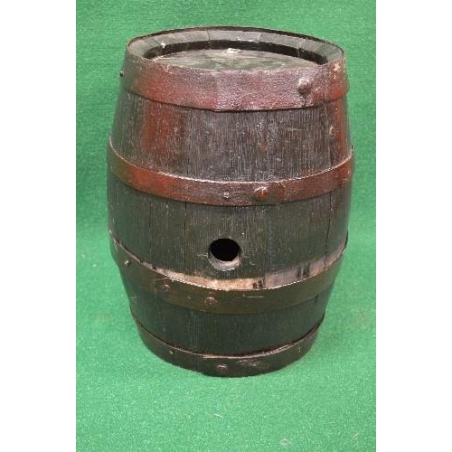 374 - Oak metal bound coopered barrel - 16.5