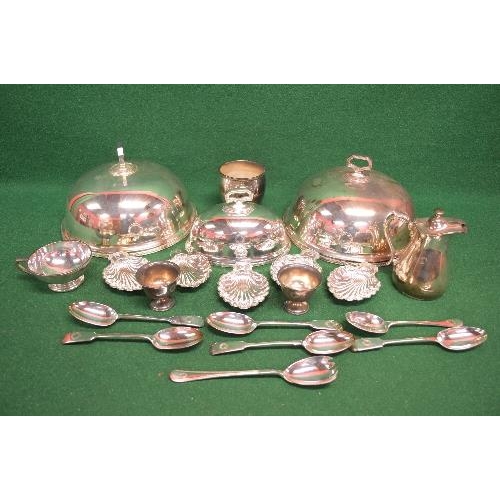 389 - Quantity of Union Castle line silver plate to comprise: four meat covers, five shell shaped dishes, ... 