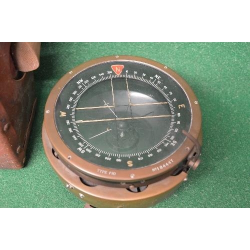 399 - WWII era type P10 aircraft compass of brass construction the rim marked Type P10 No. 18444T, mounted... 