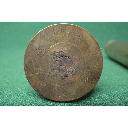 400 - Brass shell case stamped on base 12PR 12CWT Lot12B 1917 and bearing the War Department Arrow above a... 