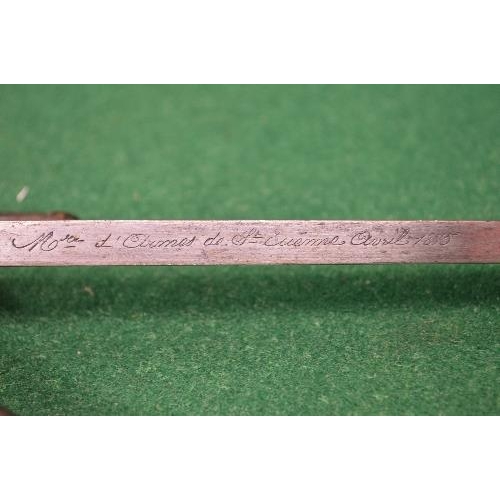 410 - French bayonet numbered 4240 with metal scabbard the blade having French inscription dated 1875 - 26... 