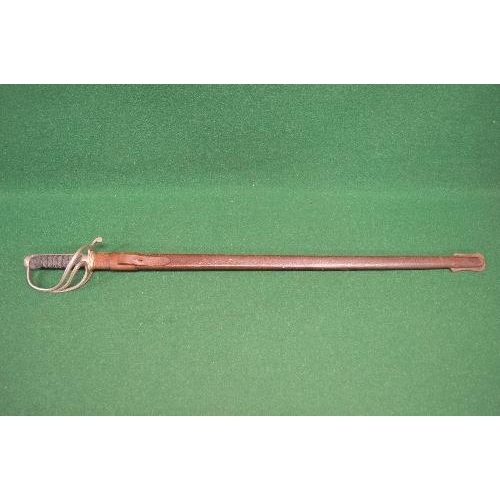 415 - Flights Ltd, London, Camberley, officers sword having decorative steel blade with pierced scrolled h... 