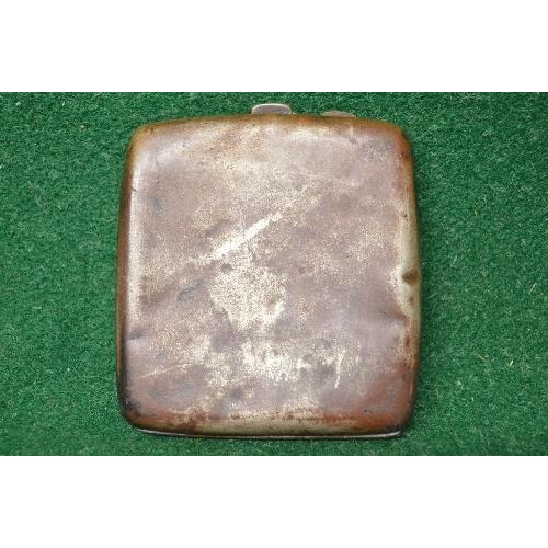 420 - Unusual silver plated base metal cigarette case in worn condition having raised embossed decoration ... 