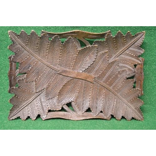 424 - Black Forest carved wooden tray having pierced fern leaf design - 12