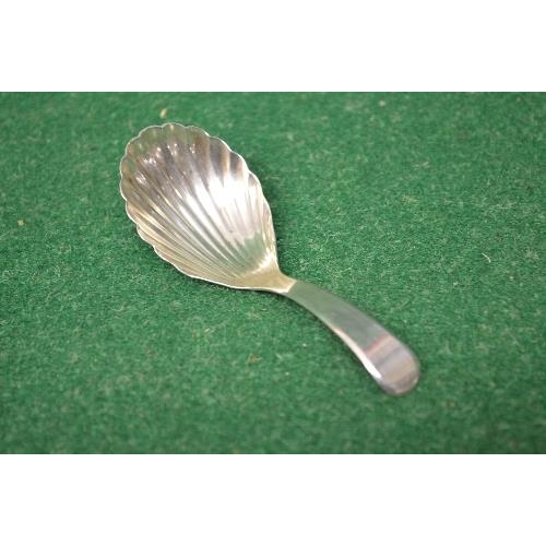 509 - Silver tea caddy spoon having fluted bowl, marked for 1801 with the makers mark EM for Elizabeth Mor... 