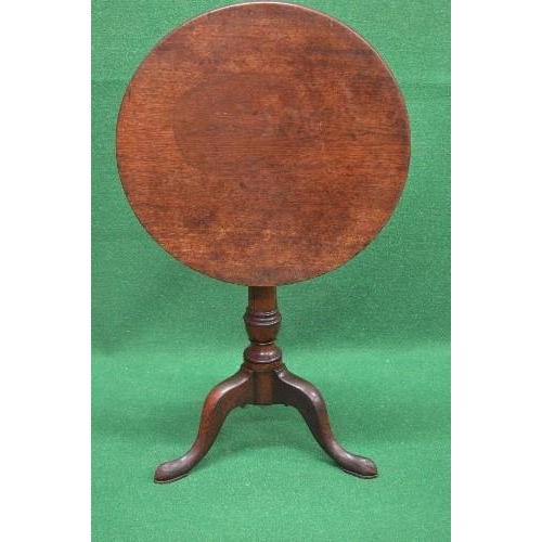 78 - Georgian mahogany tip top occasional table having circular top supported by turned column leading to... 