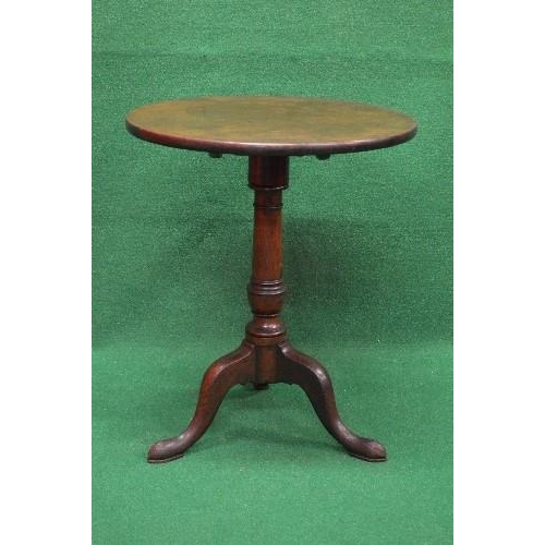 78 - Georgian mahogany tip top occasional table having circular top supported by turned column leading to... 