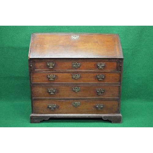 98 - Georgian mahogany bookcase having string inlaid decoration, the fall front opening to reveal fitted ... 