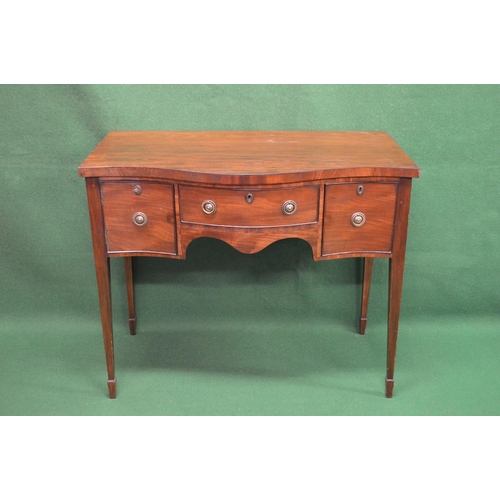 1 - 19th century mahogany serpentine fronted sideboard standing on square tapering legs ending in spade ... 