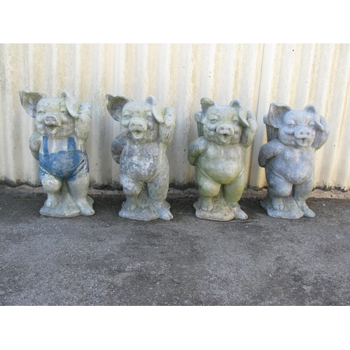 160 - Four fibre/cement pig formed planters  - 27.5