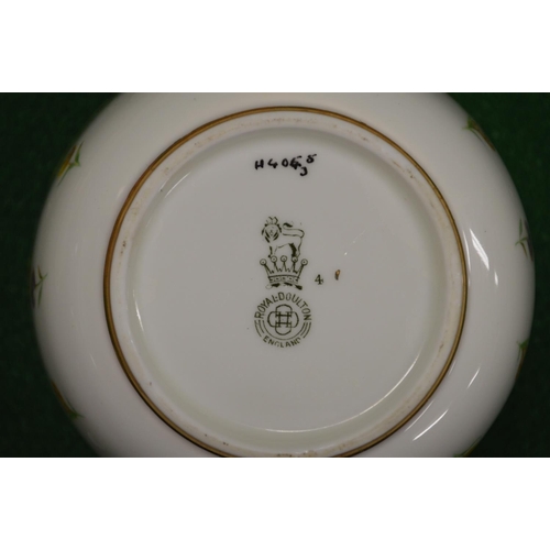 277 - Royal Doulton part teaset having white ground with floral decoration and gilt borders to comprise: t... 