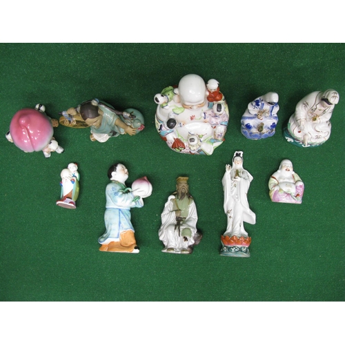 283 - Group of ten late 20th century Oriental style figures of Buddha's and Geisha girls etc of varying si... 