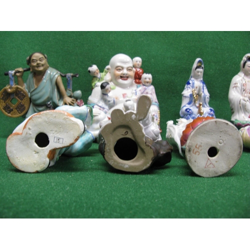 283 - Group of ten late 20th century Oriental style figures of Buddha's and Geisha girls etc of varying si... 