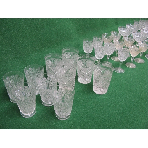 287 - Part suite of Webb Crystal stemmed and tumbler drinking glasses having heavily cut bowls and standin... 