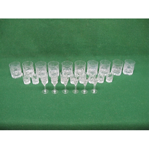 291 - Part suite of cut drinking glasses to comprise: ten large tumblers, ten small tumblers and six small... 