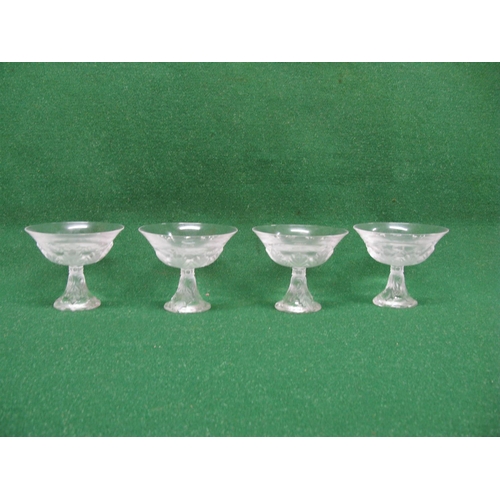 296 - Set of four St Louis pedestal dessert bowls having frosted decoration - 5.25