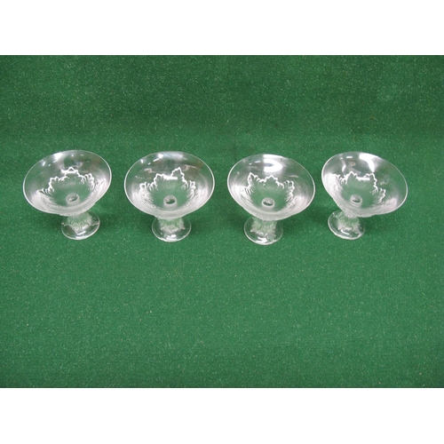 296 - Set of four St Louis pedestal dessert bowls having frosted decoration - 5.25