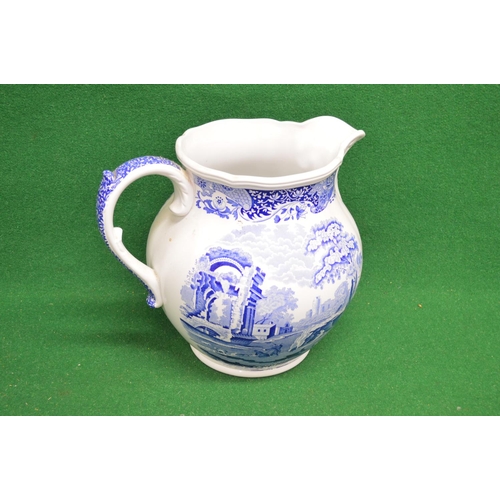 304 - Large blue and white Spode jug from the Italian Spode Collection with scalloped rim and featuring ru... 