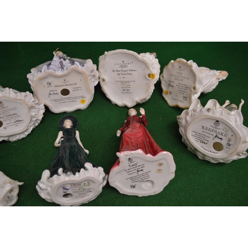 309 - Group of nine Limited Edition figurines to comprise: Royal Worcester Sweetest Valentine No. 5676/125... 