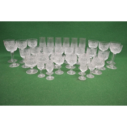 317 - Part suite of Thomas Webb, England Wellington pattern crystal glassware to comprise: six champagne f... 