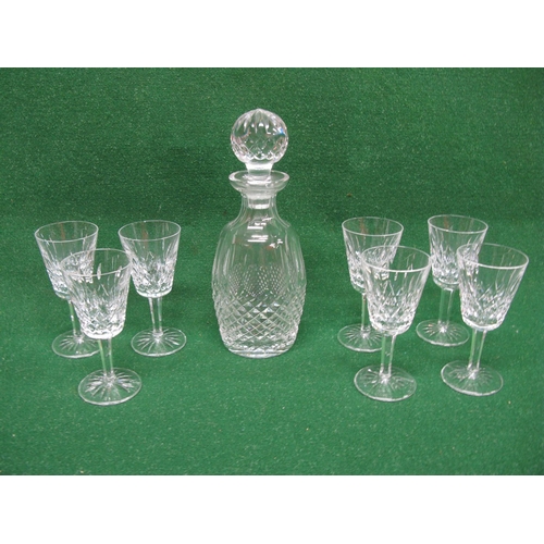 321 - Set of seven Waterford Crystal Lismore pattern wine glasses together with a Waterford Crystal Coleen... 