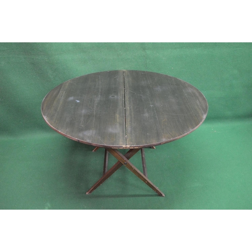 34 - Thornton & Herne folding circular campaign table supported on square tapering legs - 42