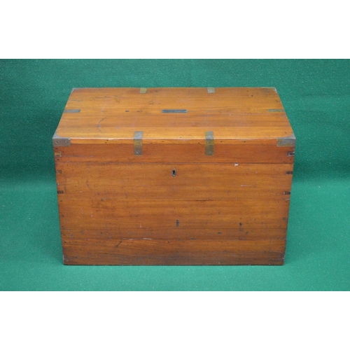 36 - 20th century teak brass bound chest having brass name plaque for the late Colonel H Waring and havin... 