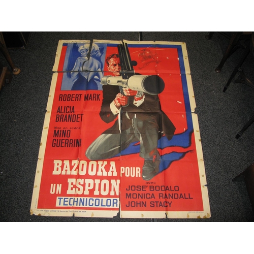 376 - Four film posters for Bazooka Pour Un Espion, A Couteaux Tires, Os Sete Cavalheiros Do Diabo and Tud... 