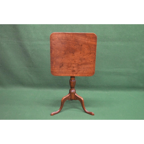 44 - 19th century mahogany tip top occasional table having square top with rounded corners supported on a... 